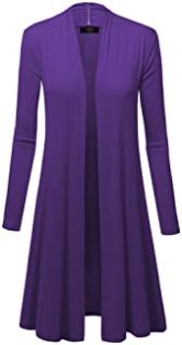 purple cardigan